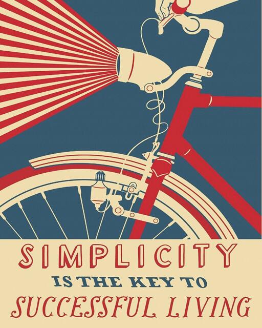Simplicity Is The Key To Successful Living Bike Bicycle Inspirational Vintage Enamel Metal Tin Sign Wall Plaque
