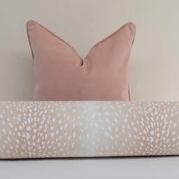 Blush Bolster Blush Chinoiserie Antelope Round Cover Pink & White Animal Print Fawn Cushion Chic Neck Roll - thumbnail 4