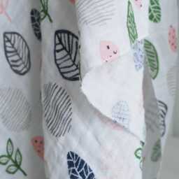 Botanical Leaf Baby Swaddle Blanket, For Newborns, Blanket Girls, Shower Gift, Pink, Gray, Navy Blue, & Green Leaves - thumbnail 3