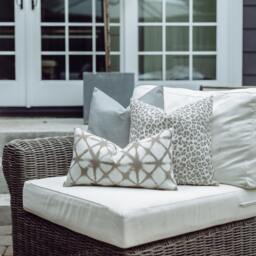Outdoor Pillow Cover White & Tan Indoor Cushion Decorative Throw Pillows Designer Covers - Echo - thumbnail 2