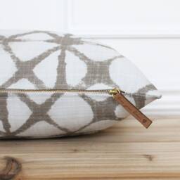 Outdoor Pillow Cover White & Tan Indoor Cushion Decorative Throw Pillows Designer Covers - Echo - thumbnail 3