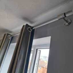 Modern Acrylic Curtain Pole With Nickel Brackets - Clear Lucite Rail Custom Sizes Available - thumbnail 2