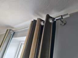 Modern Acrylic Curtain Pole With Nickel Brackets - Clear Lucite Rail Custom Sizes Available - thumbnail 1