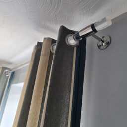Modern Acrylic Curtain Pole With Nickel Brackets - Clear Lucite Rail Custom Sizes Available - thumbnail 3