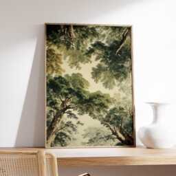 Forest Canopy Poster - Green Tree Ceiling Wall Art Vintage Woodland Nature Illustration - thumbnail 2