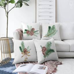 Christmas Cushion Covers With 4 Designs - Cone & Pine Leaves Theme Double Sided Printing On The Chenille Different Sizes, Oeko-Tex??