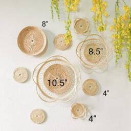 Wall Baskets 9 Pieces - Sun Bliss Rattan Basket Hanging Decor Wicker Art Woven Tray - thumbnail 4
