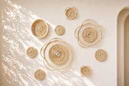 Wall Baskets 9 Pieces - Sun Bliss Rattan Basket Hanging Decor Wicker Art Woven Tray