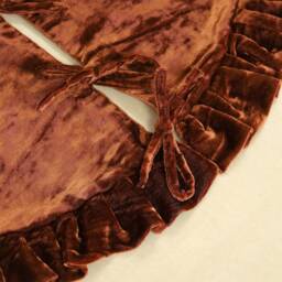 Brown Velvet Christmas Tree Skirt, Luxury Plush Fur Skirt With Ruffle, Xmas Decoration Holiday Party Decor, Soft - thumbnail 3