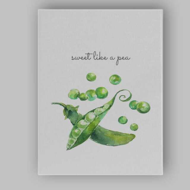 Watercolour Sweet Like A Pea Vegetable Kitchen Quote Canvas Wall Art Print Decor Picture Ready To Hang - image 1