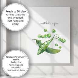 Watercolour Sweet Like A Pea Vegetable Kitchen Quote Canvas Wall Art Print Decor Picture Ready To Hang - thumbnail 3
