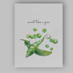 Watercolour Sweet Like A Pea Vegetable Kitchen Quote Canvas Wall Art Print Decor Picture Ready To Hang - thumbnail 1