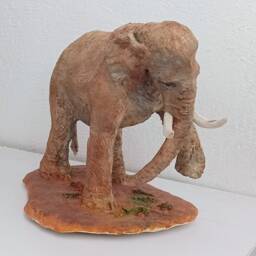 Elephant Sculpture, Paper Mache Collectible Item, Naive Art, Handmade Elephant Wild Animal Sculpture - thumbnail 2
