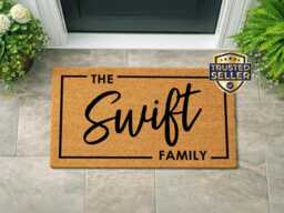Minimalist Family Name Welcome Mat - Custom Outdoor Rug Housewarming