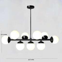 Modern Brass Globe Chandelier, Linear 9 Light Kitchen Island Lighting - thumbnail 4