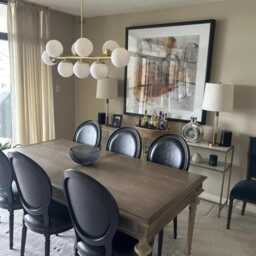 Modern Brass Globe Chandelier, Linear 9 Light Kitchen Island Lighting - thumbnail 3