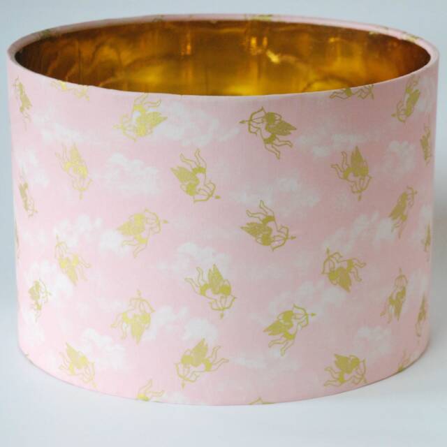 Handmade Gold Cherub Lampshade Pink Cupid Home Decor - image 1