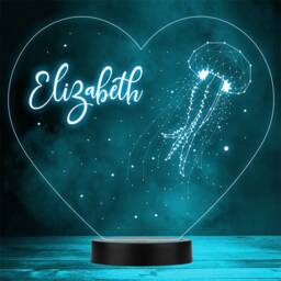 3D Style Jellyfish & Spots Heart Personalised Gift Colour Change Led Night Light