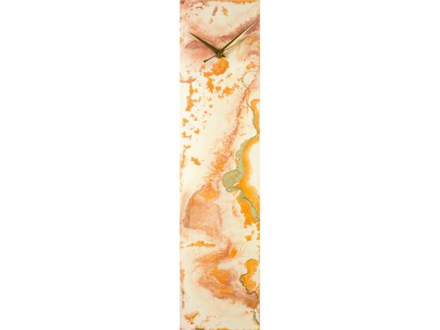 Orange Gold Glass Wall Clock, Handmade Silent Art Decor - image 1