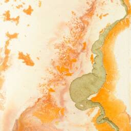 Orange Gold Glass Wall Clock, Handmade Silent Art Decor - thumbnail 3