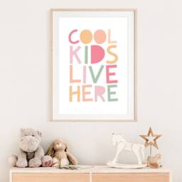 Cool Kids Live Here Print, Girls Pastel Nursery Prints, Bedroom Playroom Wall Art, Room - thumbnail 2