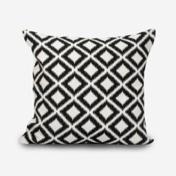 Handmade Black & White Ikat Pillow Cover Geometric Jacquard Cushion - thumbnail 1