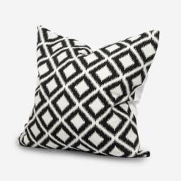 Handmade Black & White Ikat Pillow Cover Geometric Jacquard Cushion - thumbnail 2