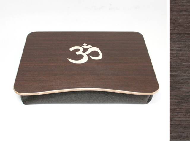 Wooden Laptop Bed Tray Wenge Veneered Plywood With Om Inlay - image 1