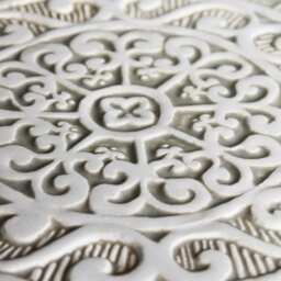 Beige Mandala Ceramic Tile Set, Outdoor Garden Wall Art - Set Of 3 - thumbnail 3