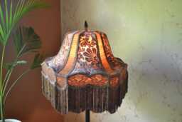 Brown Velvet Lampshade Victorian Style With Beaded Fringe