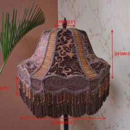 Brown Velvet Lampshade Victorian Style With Beaded Fringe - thumbnail 2