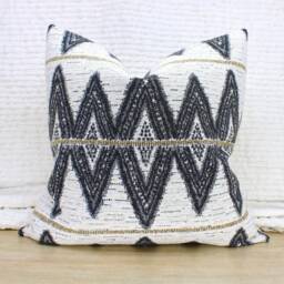 Charcoal Pillow Covers - Diamonds Ornate Jacquard Weave Fabric Art Deco Era Inspiration Lumbar Sizes + Feather Inserts Available - thumbnail 2