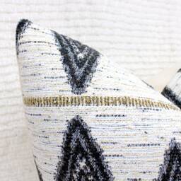 Charcoal Pillow Covers - Diamonds Ornate Jacquard Weave Fabric Art Deco Era Inspiration Lumbar Sizes + Feather Inserts Available - thumbnail 3