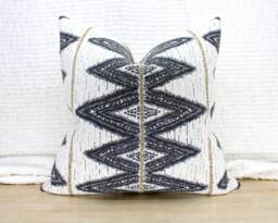 Charcoal Pillow Covers - Diamonds Ornate Jacquard Weave Fabric Art Deco Era Inspiration Lumbar Sizes + Feather Inserts Available - thumbnail 1