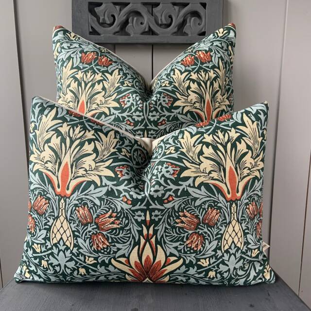 William Morris Snakeshead Green Fabric Vintage Designer Cushion Pillow Cover - image 1