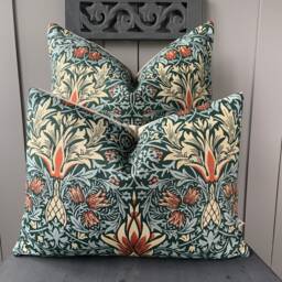 William Morris Snakeshead Green Fabric Vintage Designer Cushion Pillow Cover - thumbnail 1