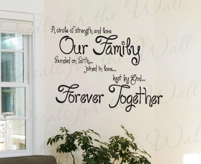 A Circle Strength & Love Our Family Faith Inspirational Quote Lettering Decor Sticker Art Mural Vinyl Large Wall Decal Decoration In53 - image 1