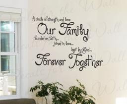 A Circle Strength & Love Our Family Faith Inspirational Quote Lettering Decor Sticker Art Mural Vinyl Large Wall Decal Decoration In53 - thumbnail 1