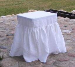 Ruffled Linen Stool Cover Square Chair Slipcover