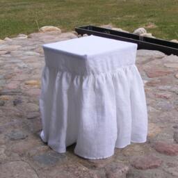 Ruffled Linen Stool Cover Square Chair Slipcover - thumbnail 2