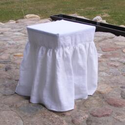 Ruffled Linen Stool Cover Square Chair Slipcover - thumbnail 3