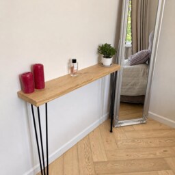 Handmade Solid Oak Console Table With Hairpin Legs - Modern Custom Hallway Entryway Furniture Rustic Radiator Cover Narrow Sofa - thumbnail 3