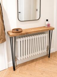 Handmade Solid Oak Console Table With Hairpin Legs - Modern Custom Hallway Entryway Furniture Rustic Radiator Cover Narrow Sofa