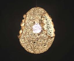 "Egg-Shaped Ceiling Lighting Fixture, Handwoven Rattan Pendant Light, Lights, W11.8"" X H15.7"
