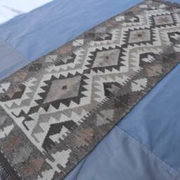 2x5'5 Ft Short Kilim Runner Rug, Handmade Afghan Oriental Authentic Natural Beige Gray Rug, Tribal Handwoven Hallway Rug - thumbnail 3