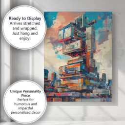 Modern Abstract Futuristic Architecture Geometric Tower Canvas Wall Art Print Decor Picture Ready To Hang - thumbnail 3