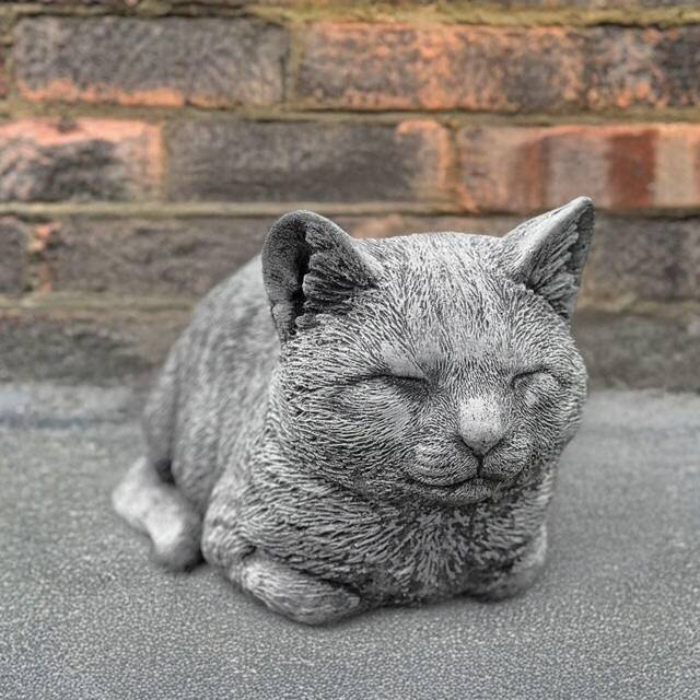 Stone Sleeping Cat Statue Concrete Kitten Figurine Garden Memorial Kitty Sculpture Cement Art Outdoor Pet Decoration Cat Lover Gift - image 1