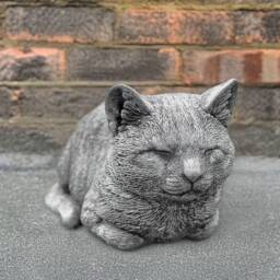 Stone Sleeping Cat Statue Concrete Kitten Figurine Garden Memorial Kitty Sculpture Cement Art Outdoor Pet Decoration Cat Lover Gift - thumbnail 1