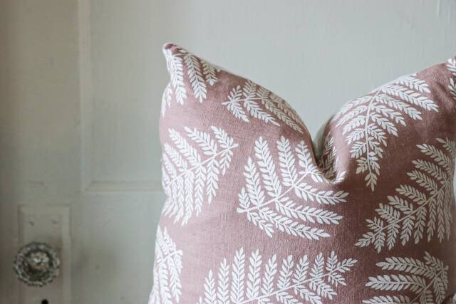 Blush Linen Pillow Cover Fern Botanical Throw Rose Pink - image 1