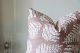 Blush Linen Pillow Cover Fern Botanical Throw Rose Pink - thumbnail 1